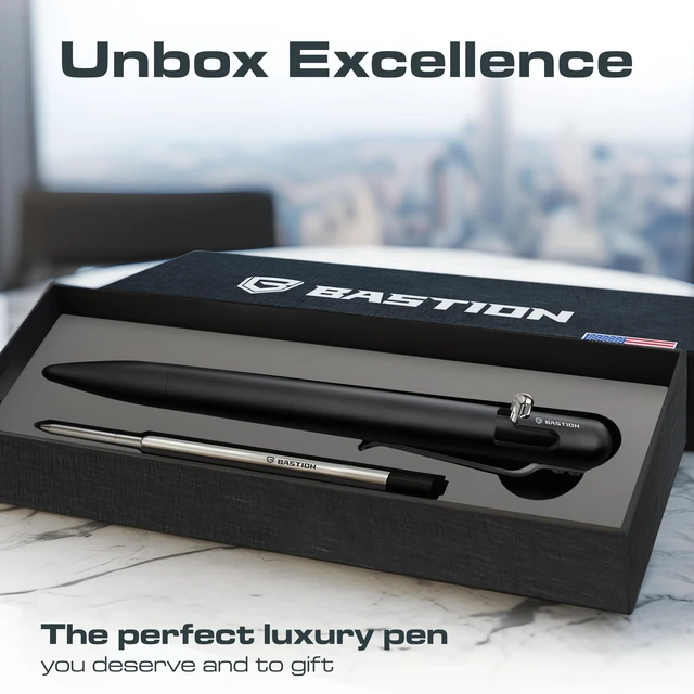 Alt view image 5 of 6 - Bolt Action Pen, Aluminum Black, Premium Metal Writing Pen, EDC