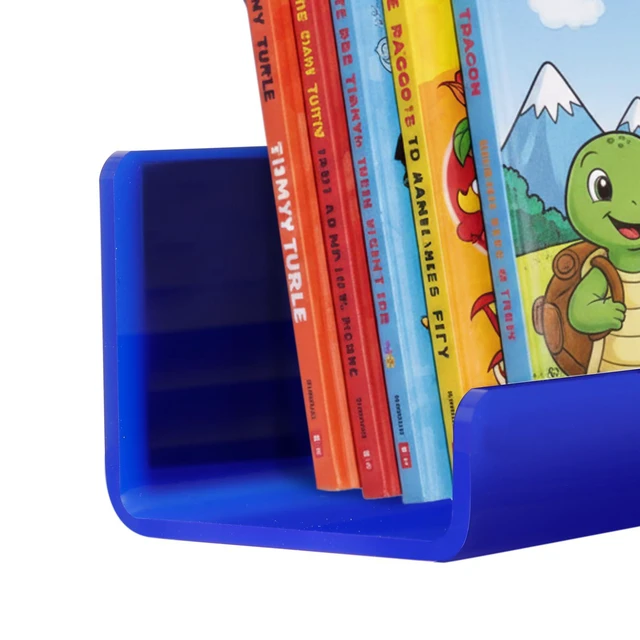 Alt view image 5 of 7 - 2 Pack Magnetic Book Shelf - Acrylic Reusable Display Panel for Whiteboards, Classrooms & Home, Adhesive-Free Storage with 11lb Capacity (Blue)