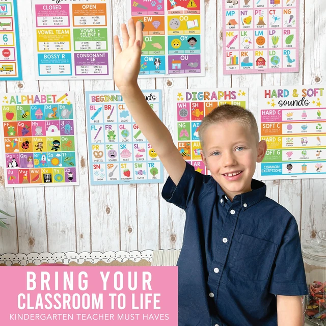 Alt view image 5 of 7 - Phonics Posters for Classroom Must Haves - Syllable Vowels Classrom Decor 9 Colorful Sound Wall Bulletin Board Set, Blends & Digraphs, Vowel Posters for Classroom, Kindergarten Teacher Supplies