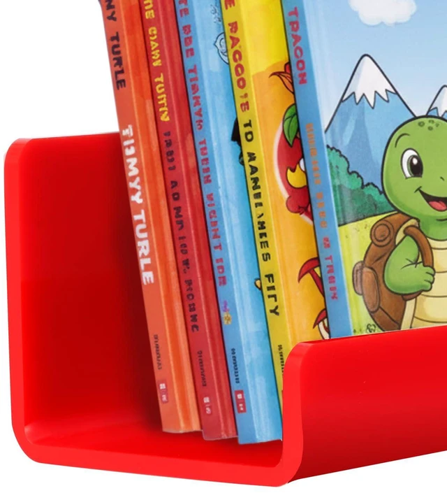 Alt view image 5 of 7 - 2 Pack Magnetic Book Shelf - Acrylic Reusable Display Panel for Whiteboards, Classrooms & Home, Adhesive-Free Storage with 11lb Capacity (red)