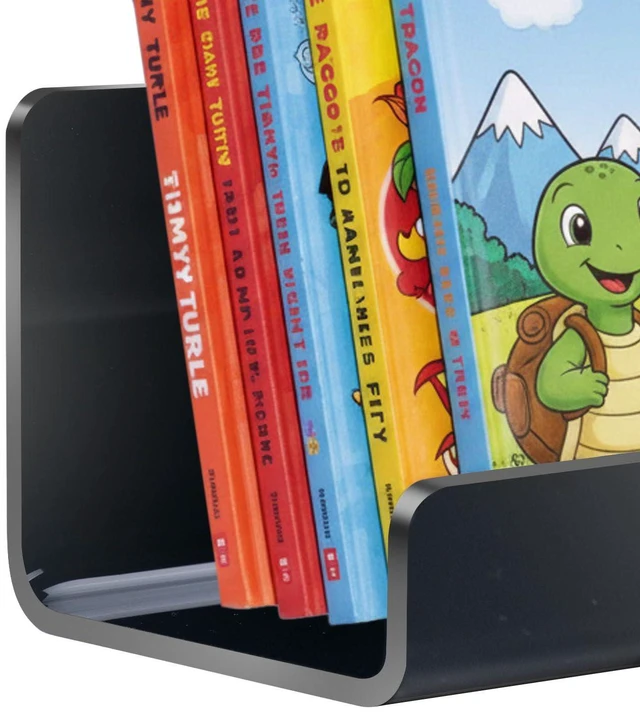 Alt view image 5 of 7 - 2 Pack Magnetic Book Shelf for Whiteboard - Reusable Acrylic Magnetic Shelves, Holds 11 lbs, Magnetic Book Display for Classrooms, Kitchen (Black)