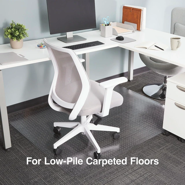 Alt view image 3 of 5 - Office Chair Mat, Clear Floor Mats, Low-Pile Carpets, 60 x 46 Inch, Smooth Glide Smooth-glide protection for desk chairs on low-pile carpeted floors