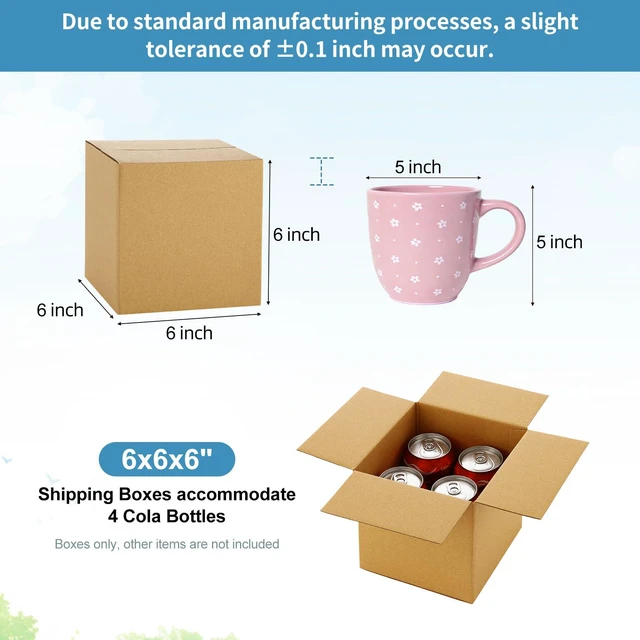 Alt view image 2 of 7 - Small Shipping Boxes 6x6x6 for Shipping, Balls, Brown Boxes 10 Pack Easy Assemble 6x6x6 Boxes, Easy Fold Boxes for Packaging Moving, Recyclable Corrugated Cardboard Boxes for Small Business