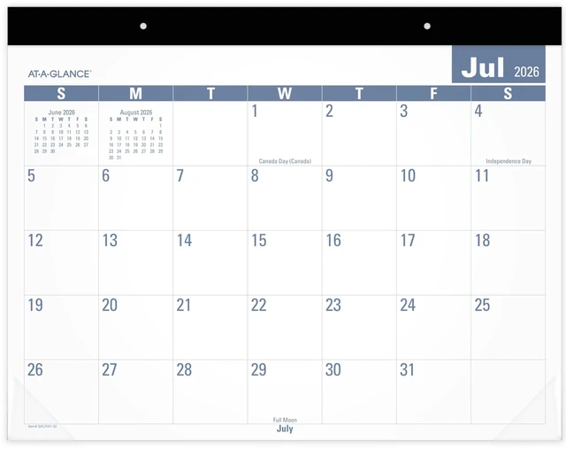 Main image of Desk Calendar 2026-2027 Planning Pad, Academic 12-Month July-June, Monthly, 21-3/4" x 17" Standard, Easy-to-Read, Unruled Daily Blocks (SKLPAY32)