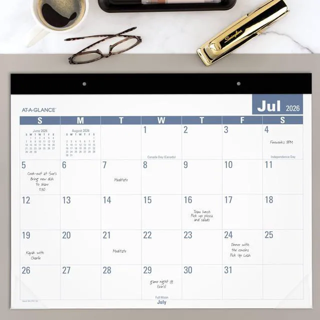 Alt view image 2 of 7 - Desk Calendar 2026-2027 Planning Pad, Academic 12-Month July-June, Monthly, 21-3/4" x 17" Standard, Easy-to-Read, Unruled Daily Blocks (SKLPAY32)