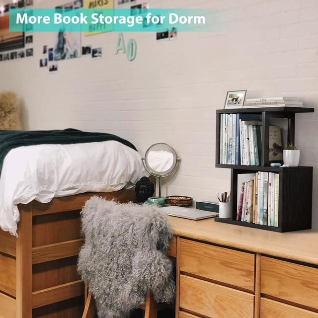 Alt view image 4 of 6 - Desktop Bookshelf Shelf for Top of Desk - Black Small Organizer 3-Tier Shelves Storage Bookcase Hutch for Dorm Office College Table Top Organization Shelving Decorations for Women Office