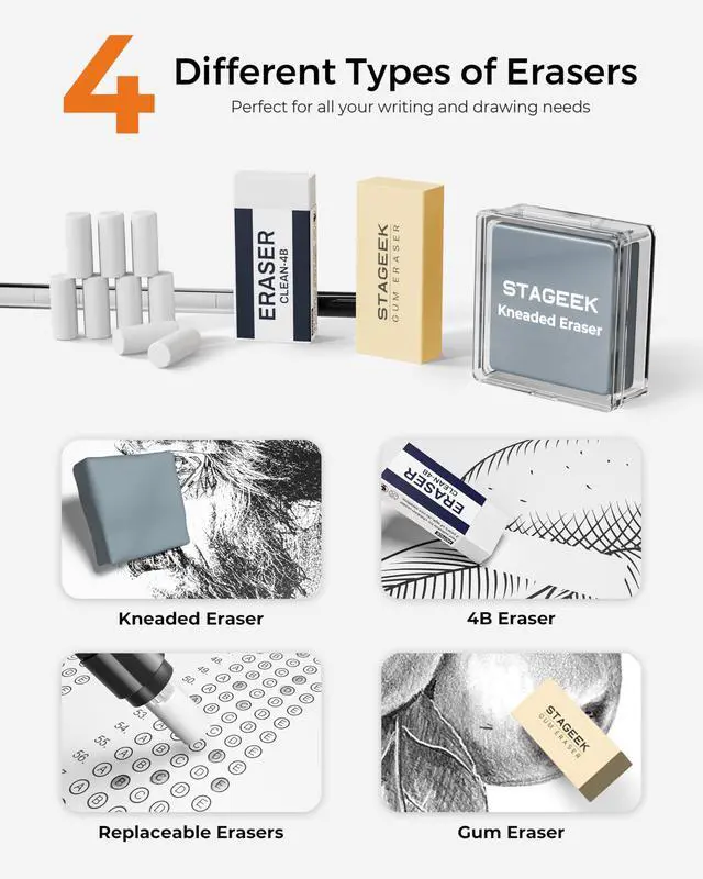 Alt view image 5 of 7 - 30Pcs Silver Metal Mechanical Pencil Set with Leather Case 6PCS Art Drafting Pencils, 0.5, 0.7, 0.9, 2.0MM Mechanical Drawing Pencils, with 300PCS(6B/4B/2B/HB/2H/4H/Colors)Lead Refills