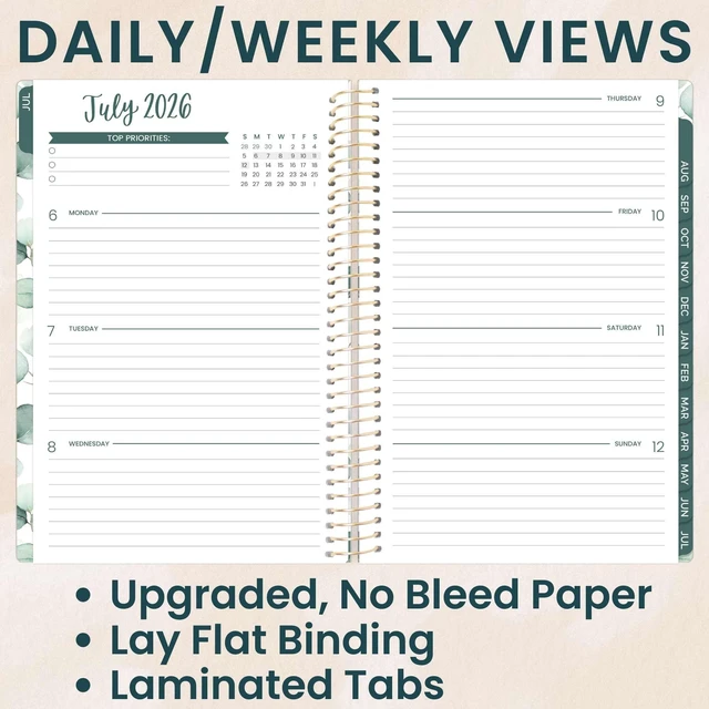 Alt view image 2 of 7 - 2026-2027 Planner - Academic Year (July 2026 - July 2027) Monthly & Weekly Soft Cover Planner for Women - 13 Month Inspirational Agenda Book with Stickers - 5.5" x 8.25" - Boho Greenery
