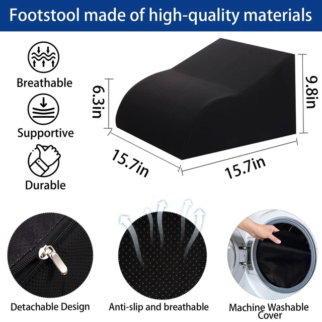 Alt view image 2 of 7 - Foot Rest for Under Desk at Work, Ergonomic Under Desk Footrest with Washable Cover for Office, Home & Gaming Leg Elevation Pillow Black