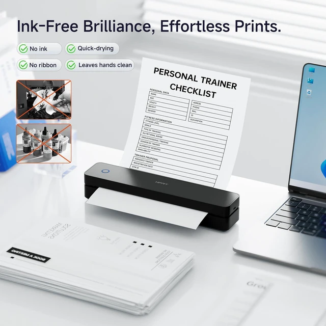 Alt view image 4 of 7 - 300DPI Portable Thermal Inkless Printer & 200 Sheets & Case Kit Supports Thermal Paper&Labels, Multi-User Bluetooth, Compatible with iOS/Android/Laptop for Home/School/Travel, Black