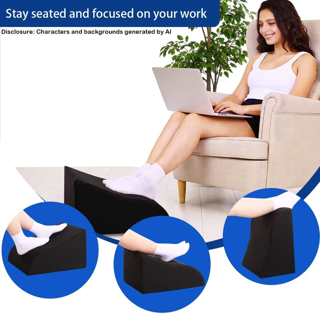 Alt view image 4 of 7 - Foot Rest for Under Desk at Work, Ergonomic Under Desk Footrest with Washable Cover for Office, Home & Gaming Leg Elevation Pillow Black