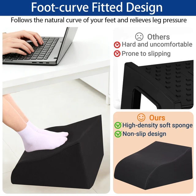 Alt view image 6 of 7 - Foot Rest for Under Desk at Work, Ergonomic Under Desk Footrest with Washable Cover for Office, Home & Gaming Leg Elevation Pillow Black