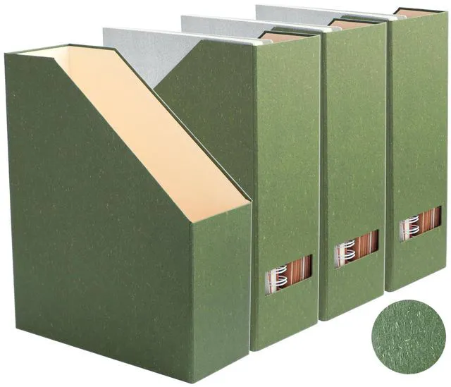 Main image of Magazine Holder - File Holder and Desk Organizer, Paperboard Book Organizer and Storage Box for Documents, Magazine Holder Rack for Classroom, Home, and Office (Leaf Green, 4-Pack)