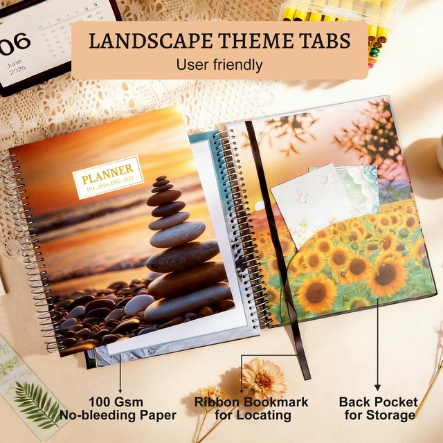 Alt view image 3 of 7 - Planner 2026-2027 Daily Calendar Weekly Monthly Hourly Planners 18 Month July 2026-Dec 2027, 26-27 Hardcover Large Yearly Agenda with Stickers Tabs for Women Work Mom, 8.5 x 11