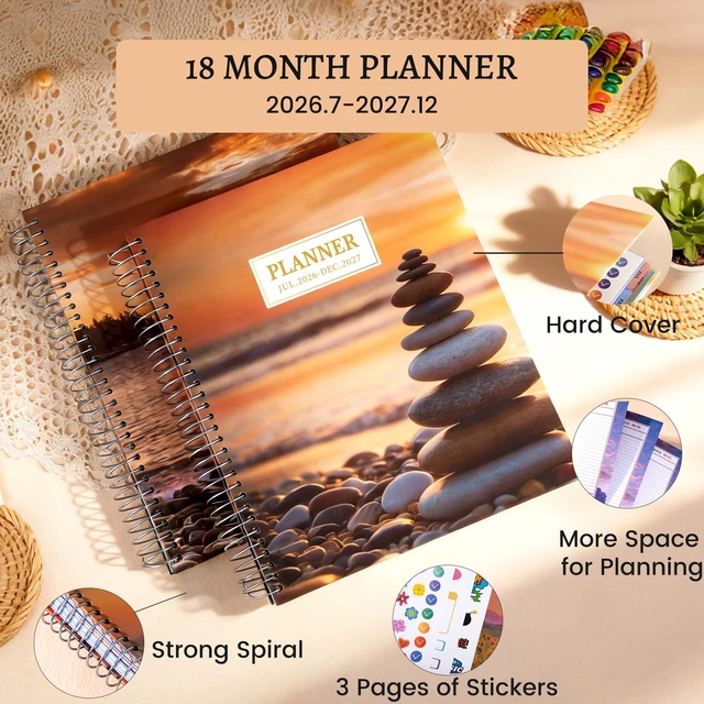 Alt view image 2 of 7 - Planner 2026-2027 Daily Calendar Weekly Monthly Hourly Planners 18 Month July 2026-Dec 2027, 26-27 Hardcover Large Yearly Agenda with Stickers Tabs for Women Work Mom, 8.5 x 11