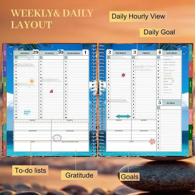 Alt view image 5 of 7 - Planner 2026-2027 Daily Calendar Weekly Monthly Hourly Planners 18 Month July 2026-Dec 2027, 26-27 Hardcover Large Yearly Agenda with Stickers Tabs for Women Work Mom, 8.5 x 11