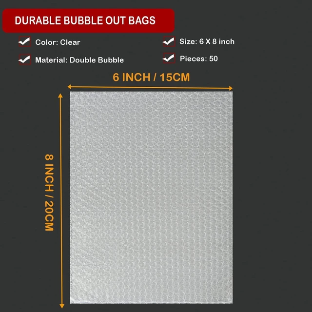 Alt view image 2 of 6 - 200Pcs Bubble Pouches Wrap, 6"x8" Clear Bubble Out Bags for Packing Double Walled Moving Supplies Bubble Bags for Fragile Dishes China Plates, Bubble Pouch Bags for Shipping Storage Wrapping