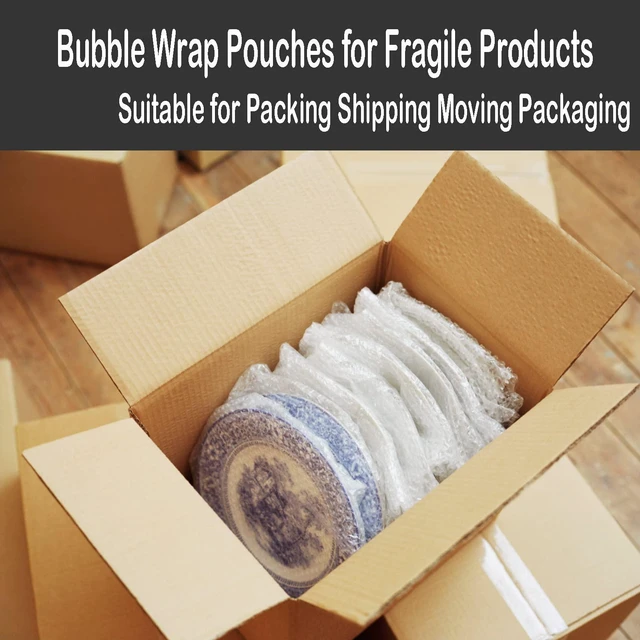 Alt view image 5 of 6 - 50Pcs Bubble Pouches Wrap, 12"x12" Clear Bubble Out Bags for Packing Double Walled Moving Supplies Bubble Bags for Fragile Dishes China Plates, Bubble Pouch Bags for Shipping Storage Wrapping