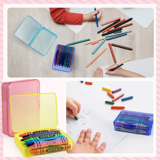 Alt view image 7 of 7 - 30 Pcs Plastic Crayon Box with Hinged Lid Clear Storage Containers Crayon Case for School Classroom Supplies (Green)
