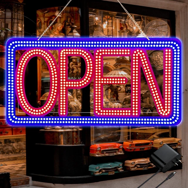 Main image of 22"x11" Horizontal LED Open Sign for Business - Ultra Bright & Dimmable Store Sign with 4 Scene Modes, Includes Power Adapter - for Storefront, Coffee Shop, Bar, Salon Window