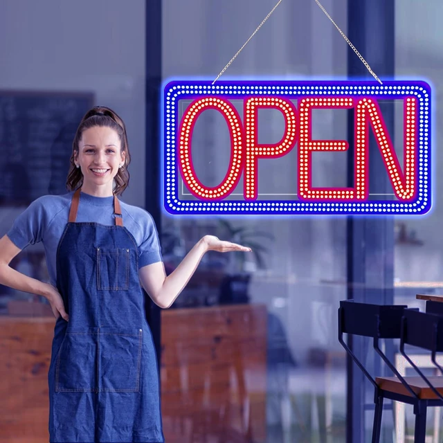 Alt view image 4 of 7 - 22"x11" Horizontal LED Open Sign for Business - Ultra Bright & Dimmable Store Sign with 4 Scene Modes, Includes Power Adapter - for Storefront, Coffee Shop, Bar, Salon Window
