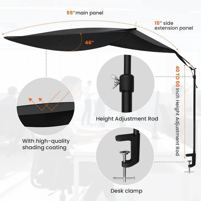 Alt view image 2 of 7 - Office Cubicle and Desk Shade, Suitable for Cubicle to Block Light and Privacy Protection Cubicle Light Shield Black Diameter 65 inches