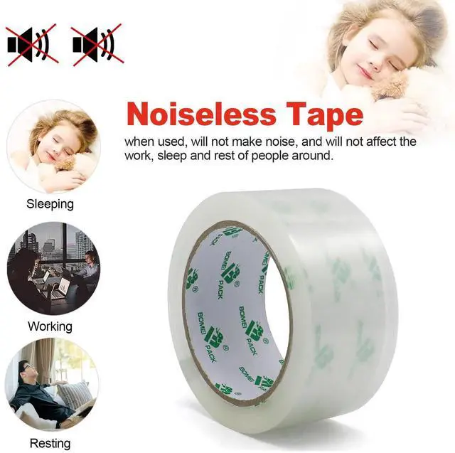 Alt view image 2 of 7 - Clear Silent Packing Tape 18 Rolls, NO Noise Quiet Tape Refill Rolls for Shipping, Moving and Packaging, 2.4Mil 1.88Inch 55Yards