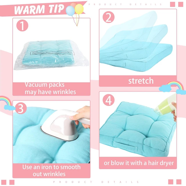Alt view image 3 of 4 - 8 Pcs Floor Cushions for Classroom, Bright Color, Square 15x15x2.4 Inch, Cotton Linen, Flexible Seating Pillows Bulk, Multiple Colors, for Kids Home School Kindergarten Nursery