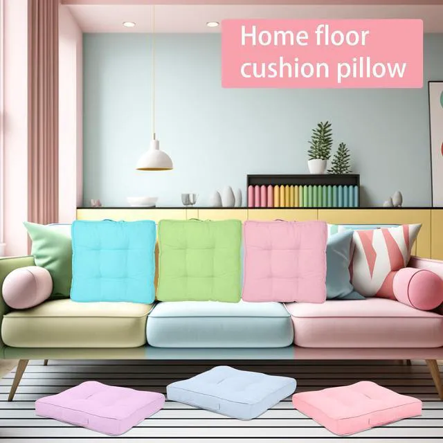 Alt view image 4 of 4 - 8 Pcs Floor Cushions for Classroom, Bright Color, Square 15x15x2.4 Inch, Cotton Linen, Flexible Seating Pillows Bulk, Multiple Colors, for Kids Home School Kindergarten Nursery