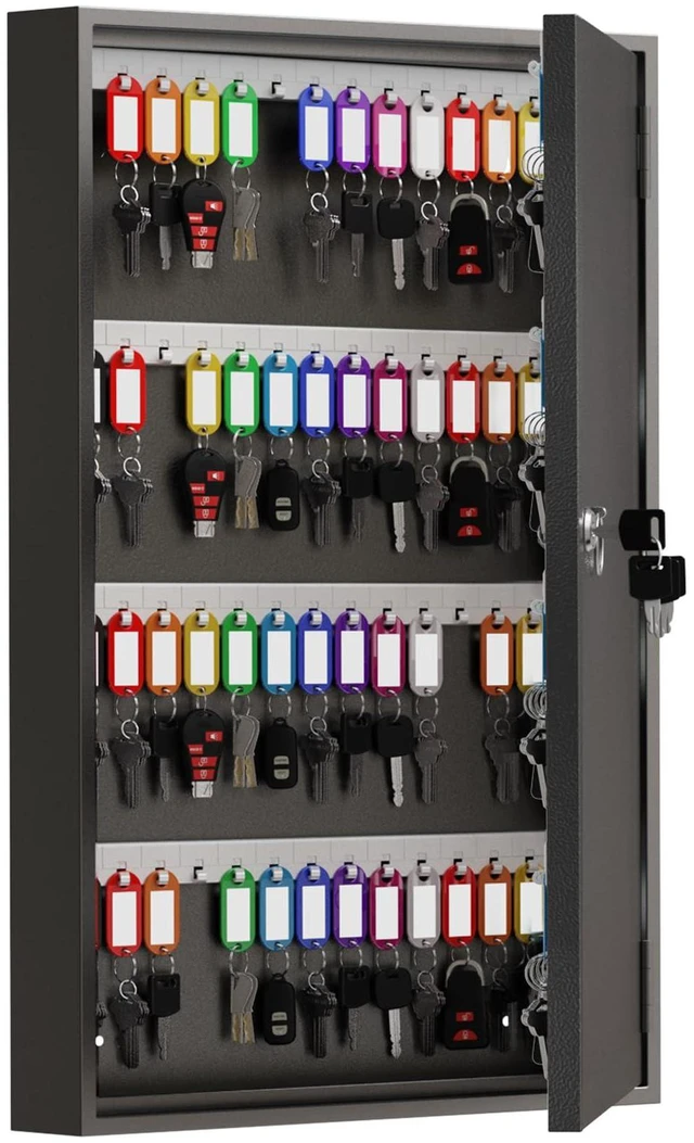 Main image of 120-Keys Key Lock Box, Key Cabinet with Key Tags,Wall Mount Key Box Key Management App (Record Key Borrow/Return) &Magnetic Closure Door,Organizer Keys for School, Office, Apartment, Property