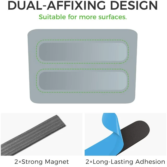 Alt view image 5 of 7 - Magnetic & Adhesive Marker Holder, Whiteboard Accessory Tray, Grey 5.3" × 2.2", Holds 1 Eraser and 8 Markers, Supports up to 3.3 lb, 2 Mounting Options, Fits Glass and Refrigerators