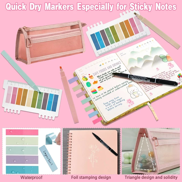 Alt view image 6 of 7 - 78-Piece Bible Study Supplies, Bible Journaling Kit for Women Bible journaling supplies with no-bleed highlighters, gel pens, tabs, bookmarks, cross clips, A5 journal and pencil case