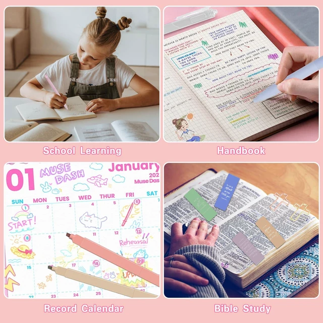 Alt view image 7 of 7 - 78-Piece Bible Study Supplies, Bible Journaling Kit for Women Bible journaling supplies with no-bleed highlighters, gel pens, tabs, bookmarks, cross clips, A5 journal and pencil case