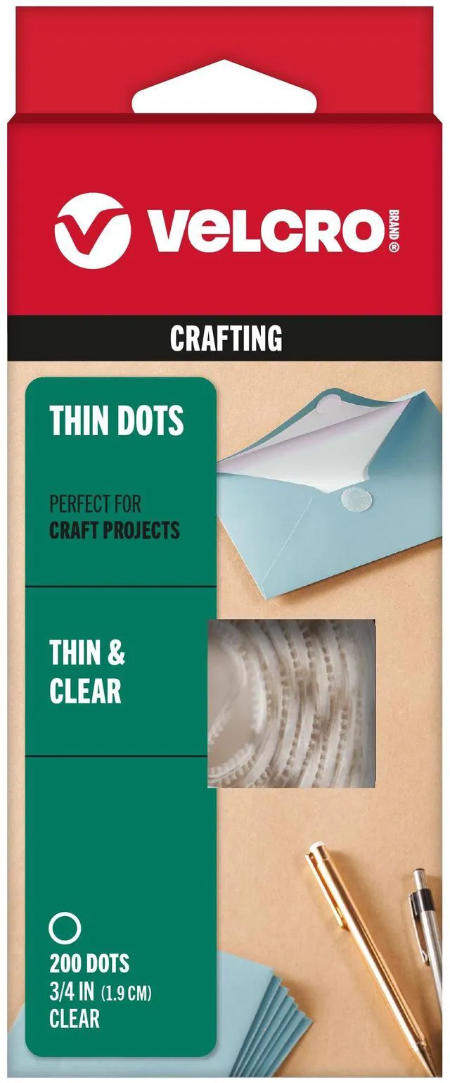 Main image of Brand Thin Clear Dots, 3/4 in Circles, 200 Pack Thin Clear Adhesive Circles, Low Profile Design, For Crafting, School Projects, Home And Office Organization
