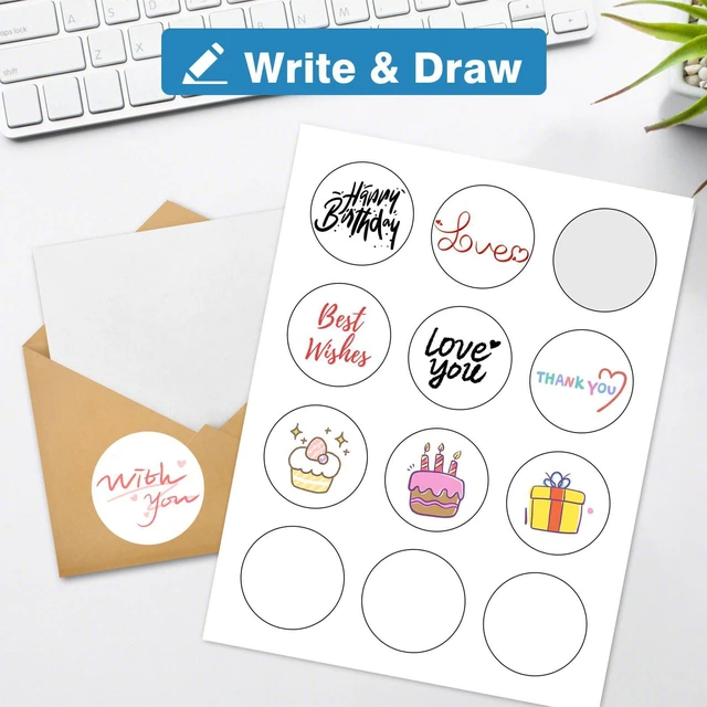 Alt view image 3 of 7 - 2" Round Blank Printable Labels, Adhesive Circles for Inkjet Printing | 12 Per Sheet, Matte White (Pack of 100)