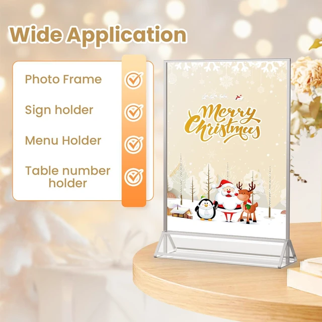 Alt view image 5 of 7 - 8X10 Silver Picture Frames Double-Sided Acrylic Sign Holder, 6PCS 8X10 Silver Frames for Menu Holder Wedding Table Number Holder Christmas Photo Frames with Clear Sticky Dots