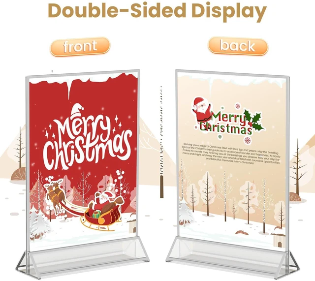 Alt view image 4 of 7 - 8X10 Silver Picture Frames Double-Sided Acrylic Sign Holder, 6PCS 8X10 Silver Frames for Menu Holder Wedding Table Number Holder Christmas Photo Frames with Clear Sticky Dots