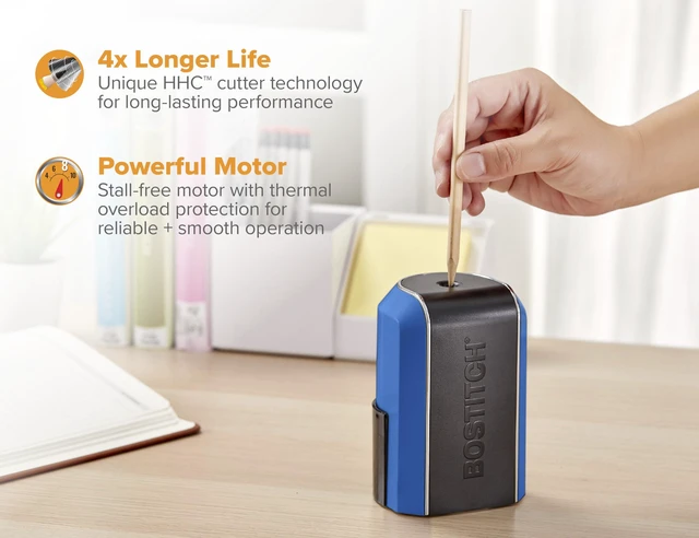 Alt view image 3 of 5 - Office Vertical Electric Pencil Sharpener, Powerful Stall-Free Motor, Prevents Over-Sharpening, Blue (EPS5V-Blue)