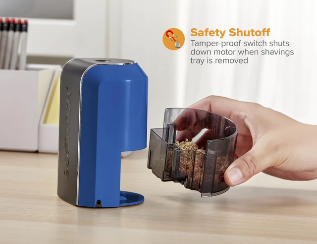 Alt view image 4 of 5 - Office Vertical Electric Pencil Sharpener, Powerful Stall-Free Motor, Prevents Over-Sharpening, Blue (EPS5V-Blue)