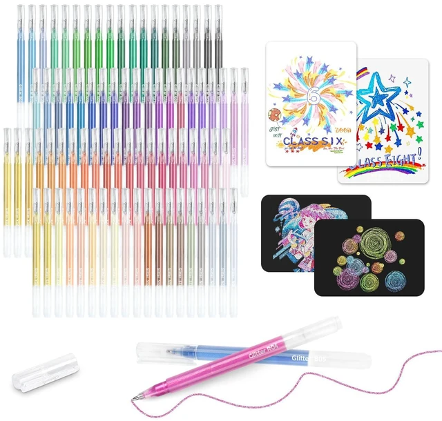 Main image of 80 Colors Glitter Gel Pens Set High-Capacity Fine Point, Shimmer Ink, Non-Refillable, Black Paper, Journaling, Adult Coloring Books, Drawing, Note Taking, Highlighting