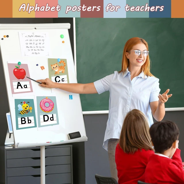Alt view image 2 of 7 - Alphabet Letters for Wall - ABC Alphabet Poster Classroom Wall Alphabet 37pcs Alphabet Wall Chart Kindergarten Elementary Classroom Wall Decor Daycare Homeschool Supplies (Bohemia)