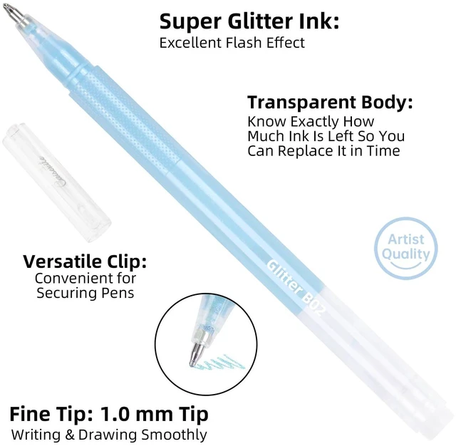 Alt view image 2 of 7 - 80 Colors Glitter Gel Pens Set High-Capacity Fine Point, Shimmer Ink, Non-Refillable, Black Paper, Journaling, Adult Coloring Books, Drawing, Note Taking, Highlighting