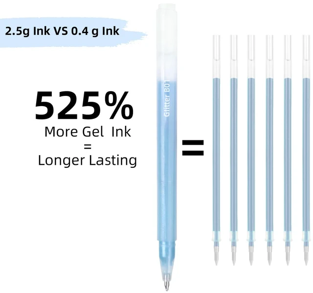 Alt view image 3 of 7 - 80 Colors Glitter Gel Pens Set High-Capacity Fine Point, Shimmer Ink, Non-Refillable, Black Paper, Journaling, Adult Coloring Books, Drawing, Note Taking, Highlighting