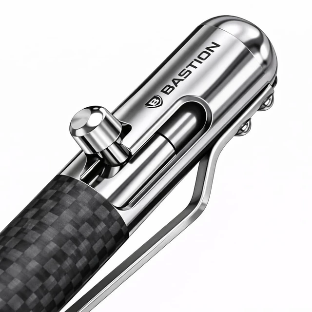 Alt view image 7 of 7 - Slim Bolt Action Pen, Carbon Fiber & Steel, Durable Pocket Pen Executive Gift for Professionals, Premium Metal Writing Pen, 17% slimmer, carbon fiber & stainless steel, 2 free refills