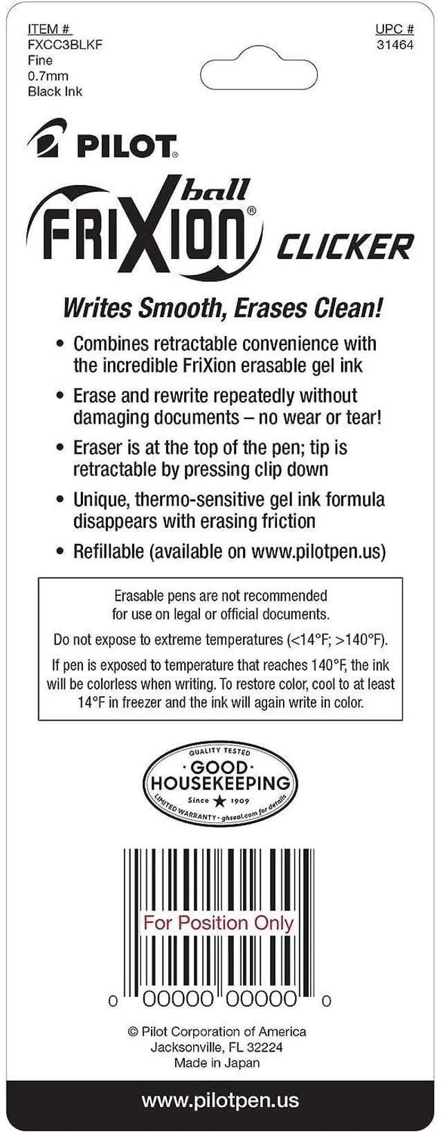 Alt view image 4 of 4 - FriXion Clicker Erasable Pens, Fine Point 0.7 mm, Black Ink, 18-Pack