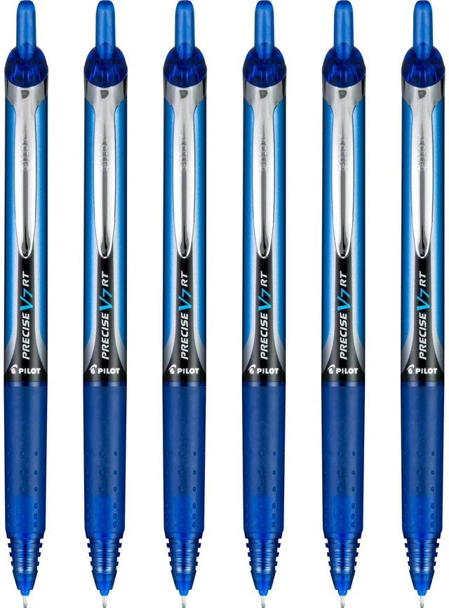 Main image of Precise V7 RT Refillable & Retractable Liquid Ink Rollerball Pens, Blue Ink Pens, Fine Point (0.7 mm), 6-Pack - Ideal for School, Journaling, and Office Writing