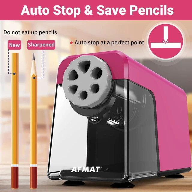 Alt view image 4 of 7 - 6-Hole Electric Pencil Sharpener for Classroom, Cordless & Rechargeable, Heavy Duty Pencil Sharpeners for 6-11mm Colored Pencils, Auto Stop, Super Fast, 10,000+ Sharpenings, Battery Powered PSD1