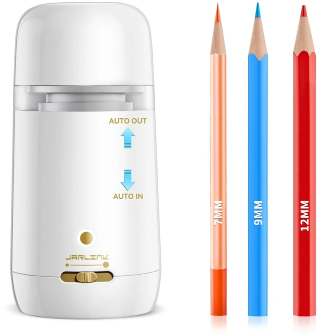 Main image of Automatic Electric Pencil Sharpener, Rechargeable 3 Sharpness Levels, 3s Quick Sharpen, Fits 7-12mm Pencils, Portable Design for Home and Classroom Use, White