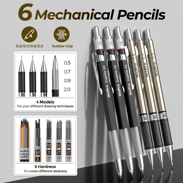 Alt view image 2 of 7 - 58PCS Art Drawing Supplies Kit, Leather Case, Art Supplies for Adult Sketching Kit with 12 Micron Pen, 6 Art Mechanical Pencil Set 0.5-2mm, 100 Sheets Sketch Book, Best Gift for Artist Teen