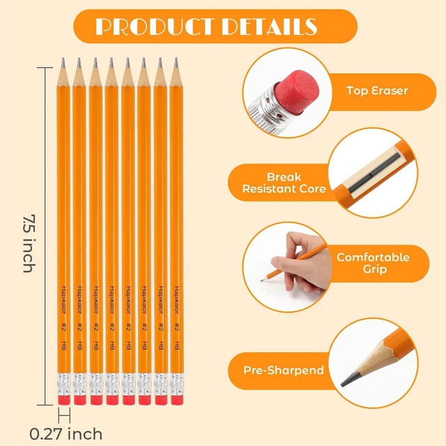 Alt view image 2 of 7 - 360 Count Sharpened #2 Pencils with Erasers, Pencils Bulk Pack Bulk Pencils for School Classroom Teacher Supplies, Graphite Pencils for Writing, Drawing and Sketching, Back to School